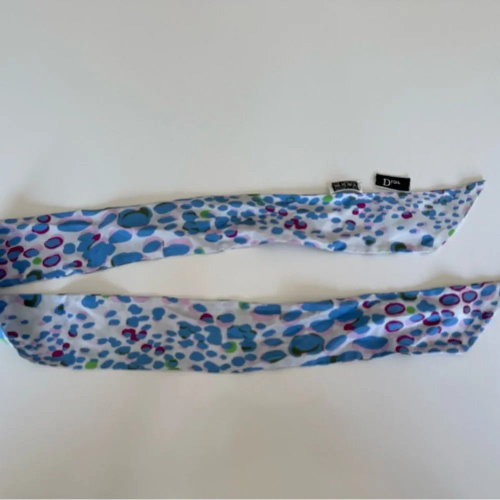 Dior Polka Dot Silk Twilly Scarf in Blue and Green